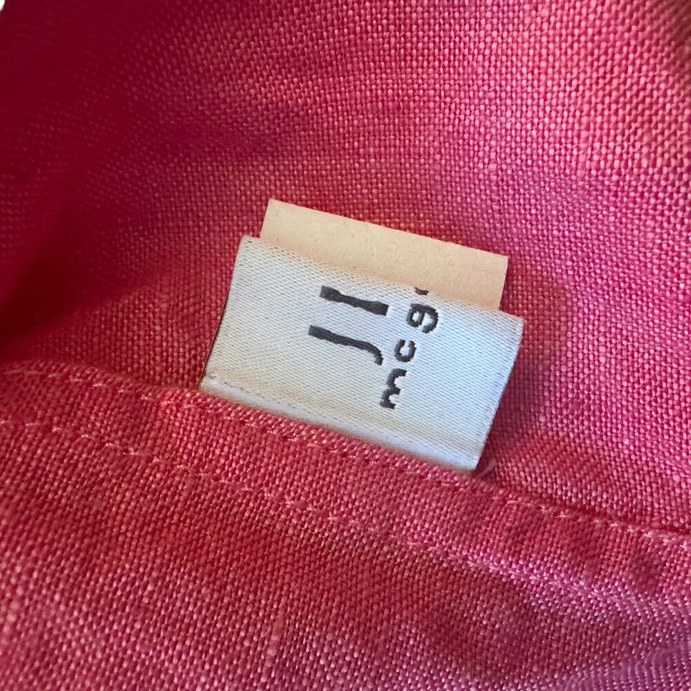 Jill McGowan Bright Pink 100%‎ Linen Scoop Neck Button Up Wrap Tunic Dress L - Picture 6 of 7
